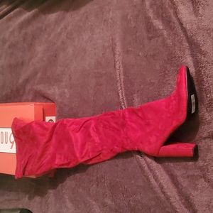 Womens red thigh high boots